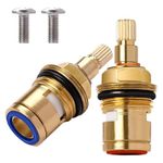 2PCS Replacement Tap Valves Brass Tap Mixer Tap Cartridge Quick Opening Copper Valve core Faucet Ceramic Stem Disc Cartridge Faucet with Screws for Bathroom Kitchen (Hot&Cold)