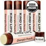 Kind Lips Lip Balm - Nourishing & Moisturizing Lip Care with Shea Butter, Beeswax & Vitamin E | Georgia Peach Flavor | 0.15 Oz (Pack of 5)