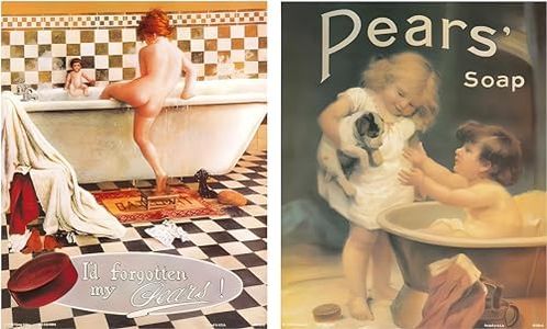Impact Posters Gallery Wall Decor - Vintage Forgotten My Pears Soap Ad Advertisement Bathroom Picture 16x20 Two Set Art Print Poster