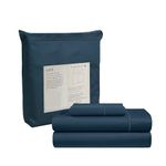 100% Cotton Twin XL Sheets - 600 Thread Count 3 Pc Twin XL Sheet Sets, Long Staple Combed Cotton Bed Sheets Twin XL Size, Breathable Sheets & Pillowcase Sets, Deep Pocket XL Twin Sheets - Denim