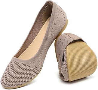 HEAWISH Comfortable Round Toe Flats Shoes Women, Slip On Ballet Flats for Women, Casual Women's Flats for Walking, Tan, 8