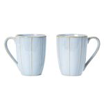 Beyond Homes Ceramic Coffee Mug Set, Tea Cups, Microwave Safe Milk Mugs, Handmade Minimalist Design Cups - Pack of 2 & 4, Color: (Set of 2: Aqua White)