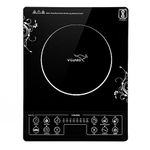 V-Guard VIC 1.5 Induction Cooktop| 2000-Watt Electric Induction Stove With 7 Cooking Modes | 8 Temperature Levels | Push button| Auto-cutoff | Cool Touch Surface | Black