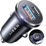 LISEN 54W Car Charger, USB C Car Phone Charger Adapter Fast Charge for IPhone Car Charger PD&QC3.0 Cigarette Lighter USB Charger 12V USB Socket fit IPad Pro Iphone 15 Pro Max 14 Samsung Galaxy S24/23