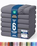 Utopia Bedding Fitted Sheet (Bulk Pack of 6) - Deep Pocket - Easy Care - OEKO-TEX Certified - Soft Brushed Microfibre Fabric - Shrinkage and Fade Resistant (King, Grey)