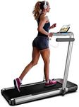 2 in 1 Folding Treadmill, FLYLINKTECH Home Quiet Treadmill with Bluetooth Control, Wide Running Belt, Transport Wheels, 14 km/h, 12 Exercise Modes, LCD Display