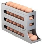 AceQ Automatic Egg Dispenser Box – 4-Tier Egg Storage Box for Fridge, Holds Up to 30 Eggs, Egg Rolling Dispenser for Easy Access, Ideal Egg Tray Box for Organized Storage (GREY)