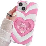 mobistyle Designed for iPhone 13 Cover with Luxury Heart Cartoon Design Soft Silicone Aesthetic Women Teen Girls Back Cover Cases for iPhone 13 (Pink)