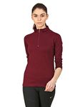 Ap'pulse Women's 1/4 Zip Slimfit Raglan Sleeve Tshirt (333_Maroon_Small)