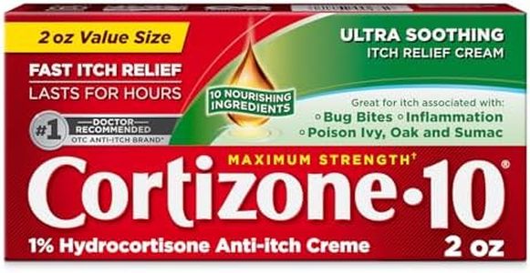 Cortizone-10 Maximum Strength Ultra Soothing Itch Relief Cream, 1% Hydrocortisone, Fast-Acting, Anti-Itch Cream for Bug Bites, Rash, Eczema, Psoriasis, Poison Ivy, Oak, Sumac & More, 2 oz