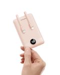 WeeFancy Mini Power Bank with Built in Cable, 10000mAh Portable Charger with LED Display, 22.5W Fast Charge PowerBank, Lightweight & Small Battery Pack Applies to Smartphones, Travel Essential (Pink)