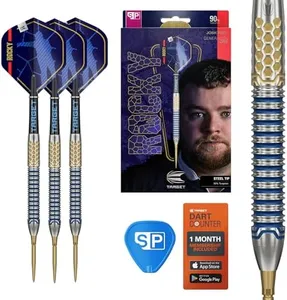 TARGET Darts Josh Rock Gen 1 Steel Tip Swiss Point Darts, 90% Tungsten Darts, Generation 1, 25G | Steel Tip Dart Set, Player Edition Darts with Swiss Storm Nano Points