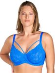 HSIA Minimizer Bras for Women Full Coverage, Unlined Lace Sexy Plus Size Underwire Bra for Large Breasts Sky Blue