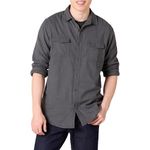 Amazon Essentials Men's Regular-Fit Long-Sleeve Two-Pocket Flannel Shirt, Charcoal Heather, L