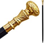 NAUTICAL GIFT STORE Vintage Antique Walking Cane Wooden Walking Stick Golden Brass Handle Knob Gift