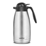 Milton Carafe 2000 Stainless Steel Double Walled Vacuum Insulated Flask with Lid and Handle, 2000 ml, Silver, Coffee/Tea Carafe Heat & Cold Retention, Leak Proof, Rust Free, Easy to Carry