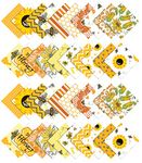 Soimoi Honey Bee Print Precut 5-inch Cotton Fabric Quilting Squares Charm Pack DIY Patchwork Sewing Craft-White & Yellow