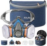 Half Face Reusable Respirator Mask with A1&P2 Filters,Goggles,Storage Bag for Painting, Woodworking, Sanding, Construction,Clearning,Vapor and Dust Protection