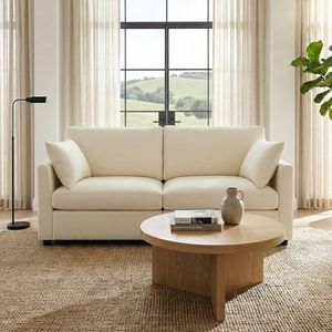 Iroomy Loveseat Cloud Couch for Living Room, Spring Cushion，Comfy Modern Chenille Sofa, Beige