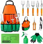 UKOKE UGP02G Aluminum Hand Gardrn Tool Kit, Orange, 12 Piece