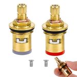 2 Pcs Tap Cartridge Valve Disc Replacement Tap Valves Replacement Brass Ceramic Stem Disc Cartridge Faucet Valve with Screws for Bathroom Kitchen Tap (1/2 Turn)