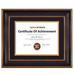 Space Art Deco, 11x14 Diploma Frame with Black Over Gold Double Mat for 8.5x11 Certificate and Document Sawtooth Hangers Wall Mount (1-Pack, Ornate Gold/Black Design)