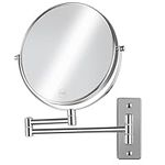 AumVum 8” Wall Mount Makeup Mirror, 1X/10X Wall Mounted Magnifying Mirror, Two-Sided 360° Swivel Bathroom Shaving Mirror for Men, Chrome