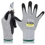 DEX FIT Level 5 Cut Resistant Gloves Cru553, 3D Comfort Stretch Fit, Power Grip, Durable Foam Nitrile, Smart Touch, Machine Washable, Thin & Lightweight, Grey 8 (M) 1 Pair