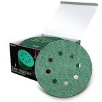 Faoyoon Sanding Disc 5 Inch 8 Hole Hook & Loop, Orbital Sander Pads for Woodworking, Metal, Automotive, Green Film sandpaper discs - 40 Grit,50 Pack