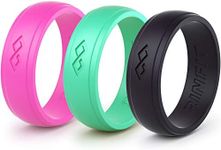 Rinfit Silicone Wedding Rings for Women 3 Ring Pack - Designed, Rubber Rings. Unique Set of Thin and Stackable Wedding Bands for Women. U.S. Design Patent Pending (Size 4, 3 Pack)