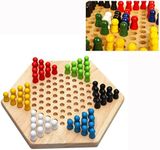 Cisixin Traditional Hexagon Chinese Checkers Desktop Games Correct Regulation Size Family/Travel Board Games,Star Shape,Wooden
