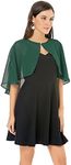 Womens Shawls and Wraps for Evening Dress Chiffon Shawl Cape Wedding Guest Bridesmaid Capelets Scarves, Chiffon Dark Green, One Size