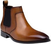 JOUSEN Men's Chelsea Boots Polished Premium Leather Ankle Dress Boots Classic Retro Slip On Boots for Men, Premium Leather-8177-brown, 10.5