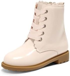 Coutgo Girls Combat Boots Lace Up Ankle Boots Side Zipper Dress Booties