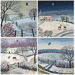 Charity Christmas Cards Pack of 24. Each Christmas Card multipack has 4 different Winter Wonderland theme designs. Ecofriendly and UK made. Verse Inside. Large 150 x 150mm card size.