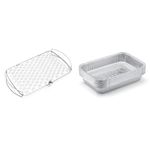 Weber Deluxe Grilling Basket - Stainless Steel BBQ Grilling Basket with Vented Design for Grilling Vegetables, Small Meat Portions, and Side Dishes - 40.6cm x 25.4cm & 6415 Drip Pans 10-Piece