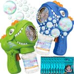 Bubble Guns for Kids,2 Dinosaur Bubble Gun Blaster, Outdoor Bubble Maker Blower Machine for Toddlers,Birthday Toy Gifts for 3 4 5 6 7 8Years Old Boys Girl