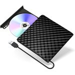 YHO External CD DVD Drive, USB 3.0 Slim Portable CD Reader CD/DVD-RW Burner Low Noise High Speed Data Transfer Super drive for Laptop, Desktop, Mac, IOS, Windows 10/8/7 / XP/Linux