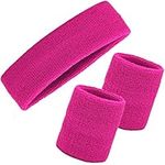 Wristbands Headbands Wrist Sweatband Set 3 Pieces Men Women Sweat Bands Absorbent for Gym Sports Tennis Running Exercise Basketball Wrist Sweatband Moisture Wicking (3 Pieces)