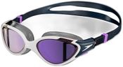 Speedo Damen Biofuse 2.0 verspiegelte Schwimmbrille | Design für Damen | Patentierter Verstellmechanismus | Anti-Beschlag | Wasserdicht | Bequemer Sitz White/True Navy/Sweet Purple One Size