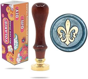 YOLAKIS Fleur de lis Wax Seal Stamp, Wood Handle, Vintage Style, 1 inch Diameter, for Invitations, Wine Packages, Perfume Bottles, Greeting Cards
