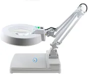 Magnifying Lamp Task Lamp Electronic Desk Lamp Magnifier Adjustable Light Super Bright Natural Daylight Inspection Stand Top Desk Magnifier Swivel Arm Utility Clamp Light (20X Loupes Glass)