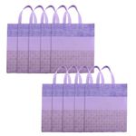 Kuber Industries Pack of 10 Shopping Bags | Non-Woven Grocery Handbags | Multi-Purpose Shopping Bags | Reusable Shopping Bags for Grocery-Vegetables | Half-Print Carry Bags | Large | Purple