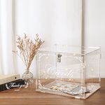 Ywlake Acrylic Transparent Wedding Card Box for Wedding Decor，Clear Large Envelope Money Mail Gift Post Box with Lock and Slot