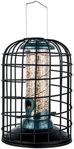 iBorn Squirrel Proof Bird Feeder with Squirrel, Pestoff Hanging Wild Bird Seed Feeder for Mix Seed Blends, Sunflower Heart, Birdbath, Heavy Duty All Metal Anti-UV Finishing, Green 8 Inch