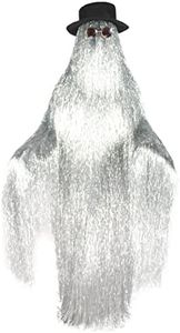 HPO Premium Dapper Creature Playboy Costume & Wig Collection, Long Style Tinsel cruelty-free, Perfect for your next Halloween or Carnival or Cosplay Event! (Silver)