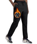 Boyzn Men's Winter Fleece Ski Pants with Zipper Pockets Warm Sweatpants Sun Protection Pants Black-M