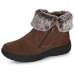 Khombu Women's Jessica Ankle Boots Faux Fur Shearling Lining for Cold Winter Weather, Brown, 7 UK