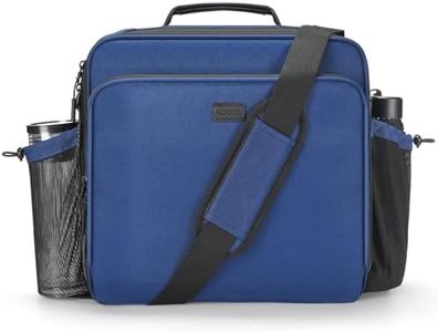 HINOOR 3 Inch 3-Ring Zipper Binder with Water Bottle Holder, D-Ring Zip Up Binder with Shoulder Strap, 700 Sheet Capacity, Compatible with 13" MacBook/Tablet, for School, Office (Dark Blue)