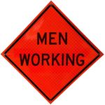 Xpose Safety 36" x 36" Reflective Roll-Up Traffic Sign (Men Working), MUTCD Compliant, Fluorescent Orange Temporary Road Work Sign, Class 5 Reflective Construction Safety Sign